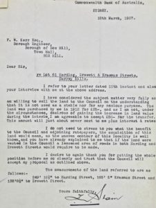 Letter of offer for Lot 61 to the Box Hill Council