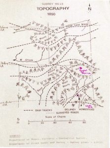Topographical map of Surrey Hills, 1850